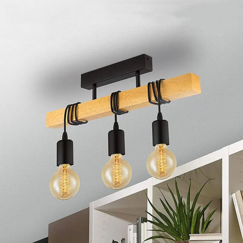 lustre moderne en bois massif créatif suspension pour restaurant