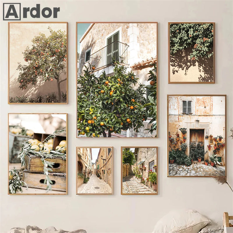 affiche art mural de la ville de bellagio en toscane