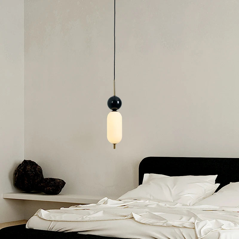 lustre led en boule de marbre acrylique avec fil réglable
