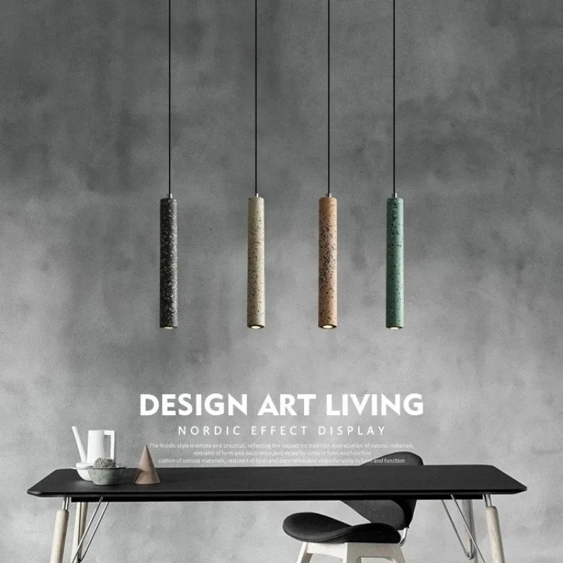 Suspension Terrazzo Bar Ciment Minimaliste Salle à manger Chambre Chevet Longue Bande Style Industriel Lampes À Tête Unique