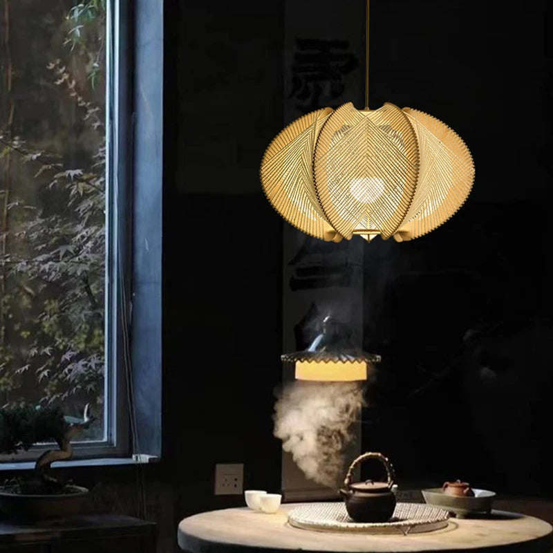 ZK50 Restaurant lustre bois Art chanvre corde lampe chambre créative Bar concepteur modélisation journal rétro unique tête lustre E27