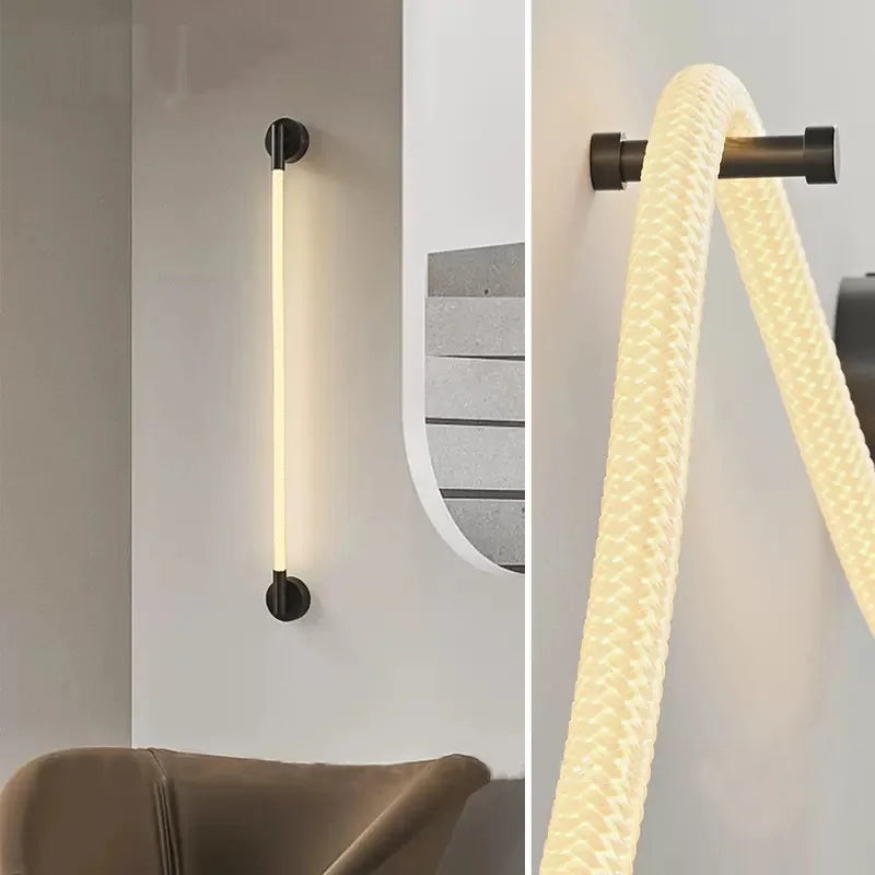 applique murale led minimaliste en fibre tissée en silicone souple