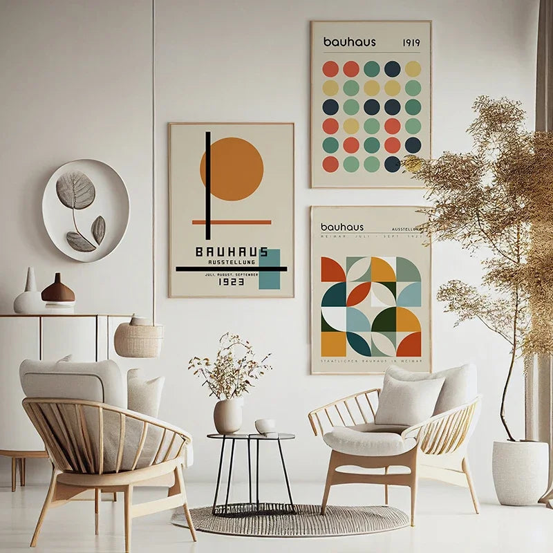 affiches géométriques bauhaus art mural abstrait pour décoration moderne