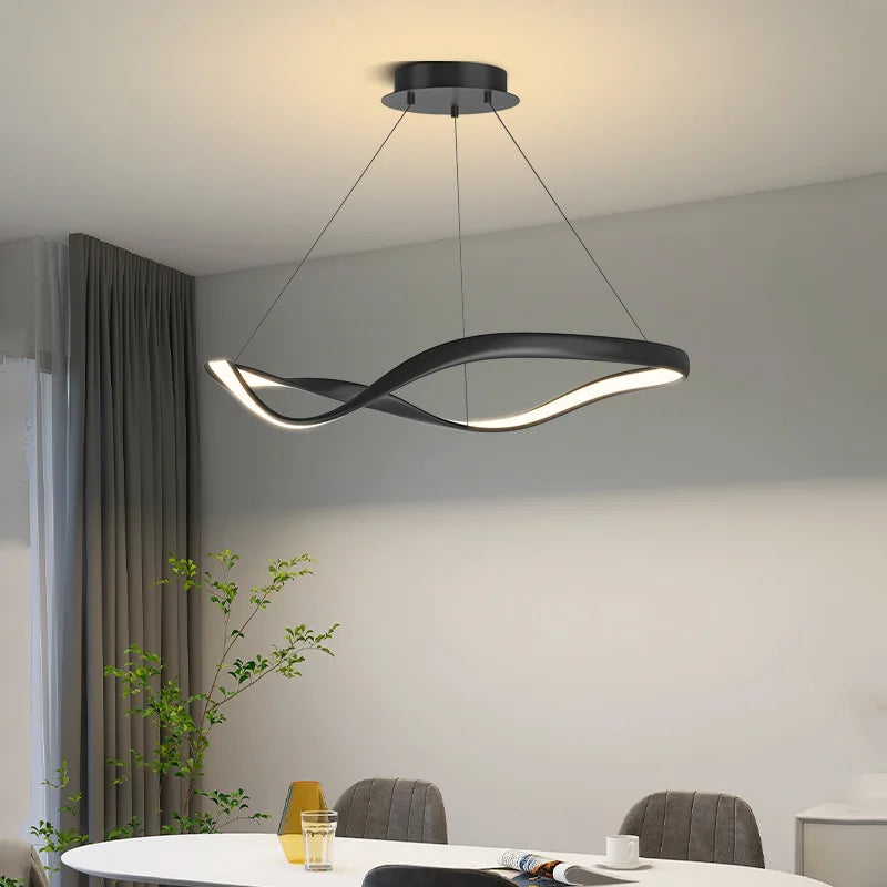 lustre led moderne en aluminium avec cordon d'anneau irrégulier réglable