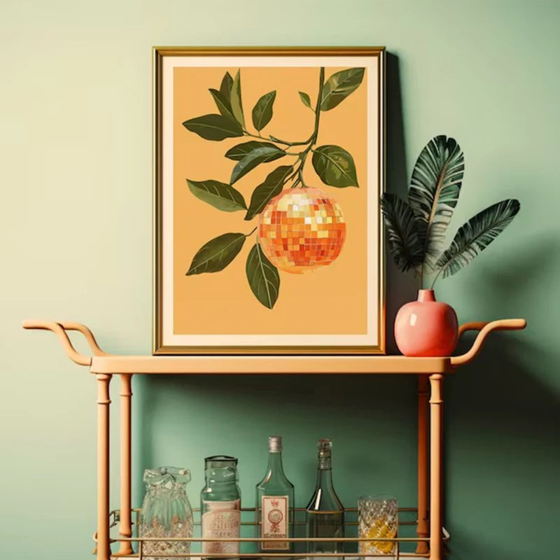 affiche créative de boule disco abstraite rétro décor mural artistique