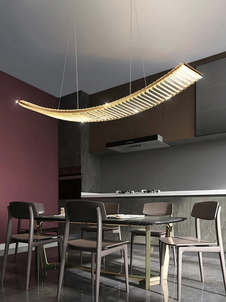 lustre led nordique en cristal pour cuisine moderne rectangulaire