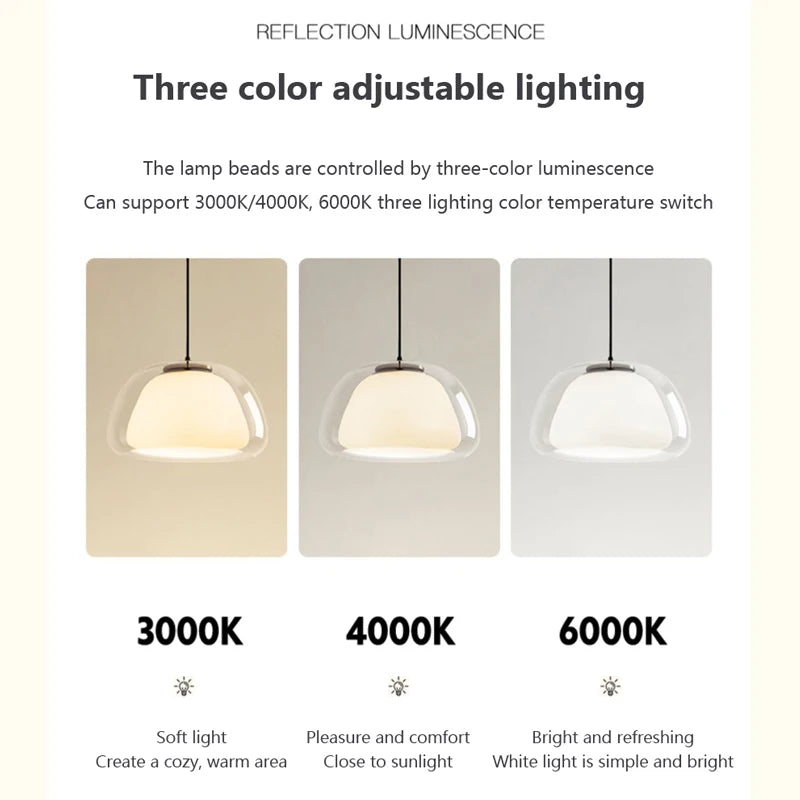 Suspension LED en verre minimaliste en forme de gelée