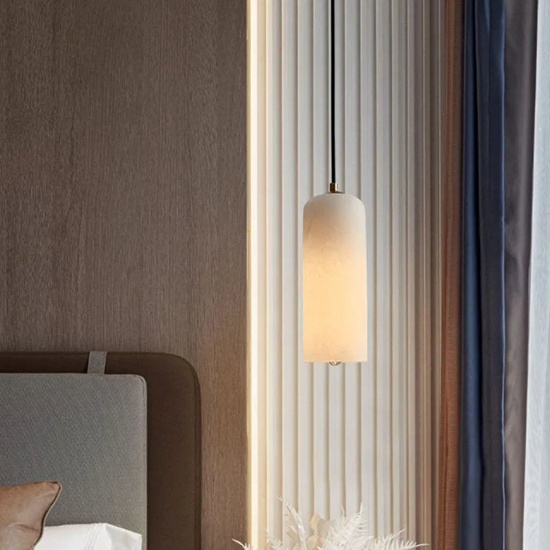 lustre naturan en marbre avec ampoule cuivre pour éclairage simple