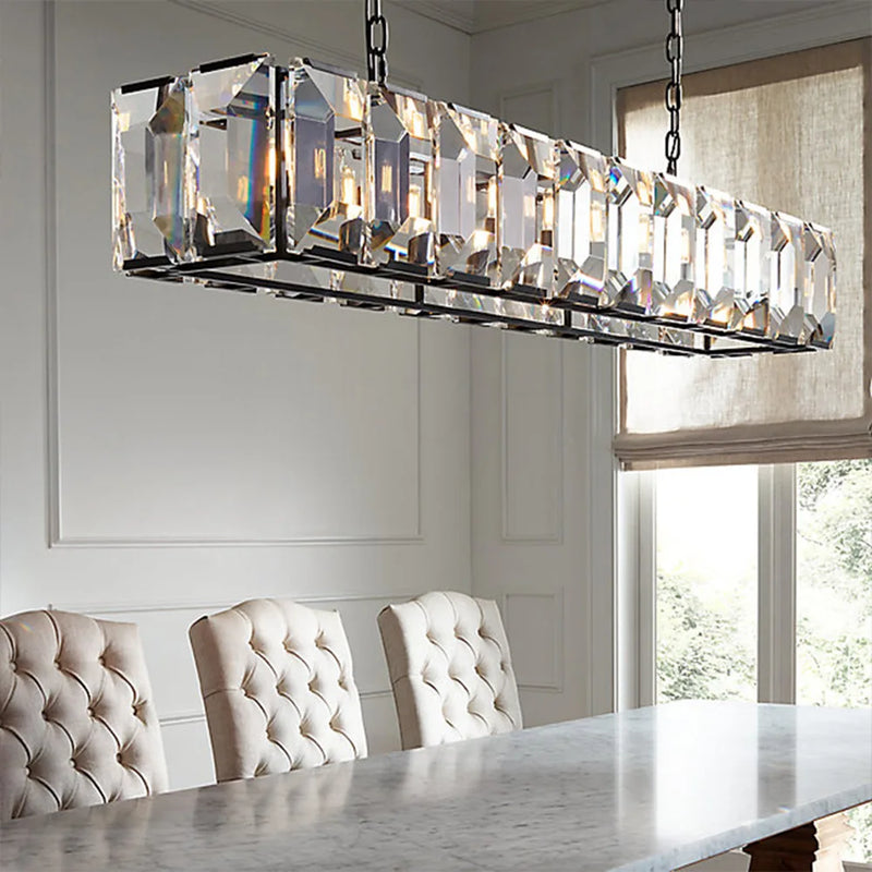 lustre moderne en cristal k9 suspension rectangulaire grande taille