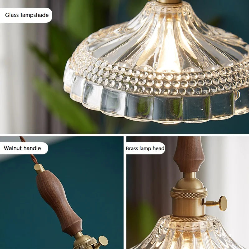 suspension luminaire moderne en bois verre et laiton