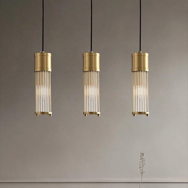 suspension à led en cuivre avec abat-jour en verre réglable