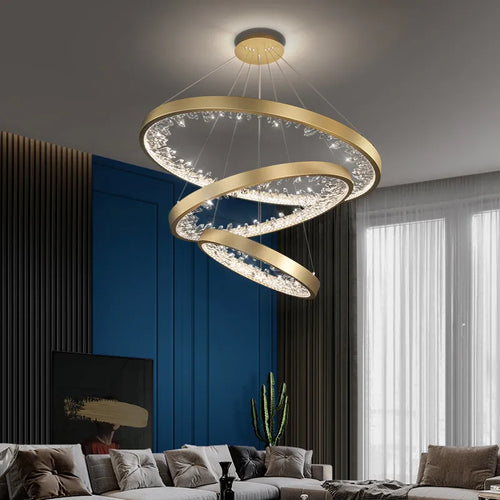 Plafonnier LED suspendu en cristal de luxe au design moderne