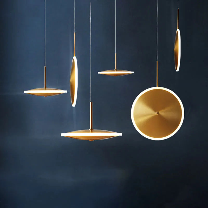 lampe led ronde en métal art déco avec fil réglable