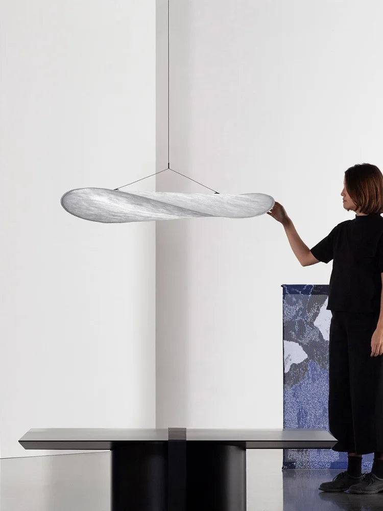 Suspension en soie silencieuses salon salle à manger cuisine Suspension blanche nordique Vertigo lumières Led Bar Restaurant éclairage en tissu