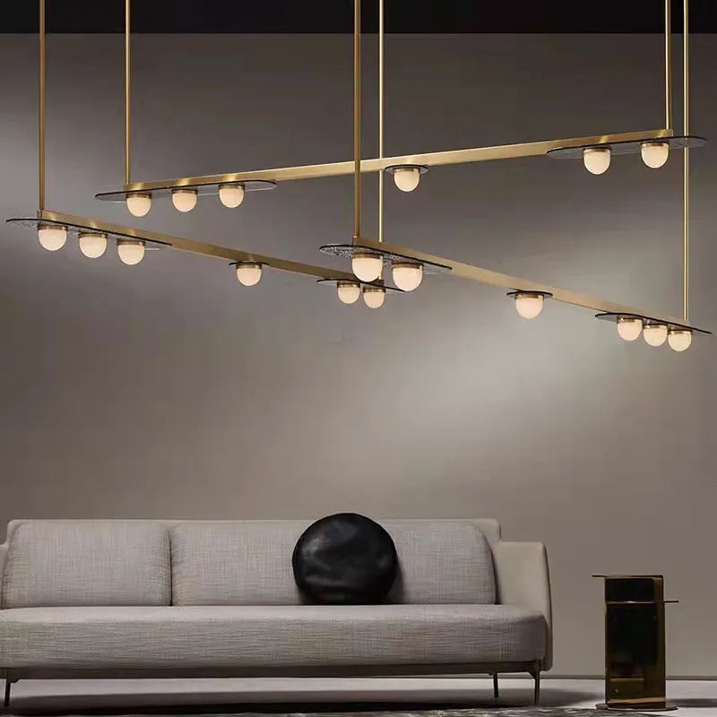 lustre led art déco style en verre suspendu