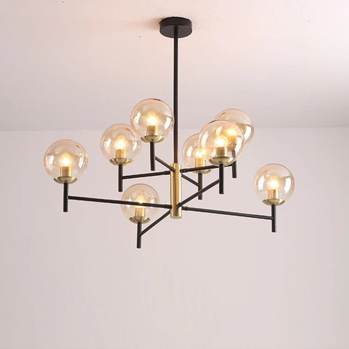 Lustre noir moderne éclairage LED décoration maison suspension