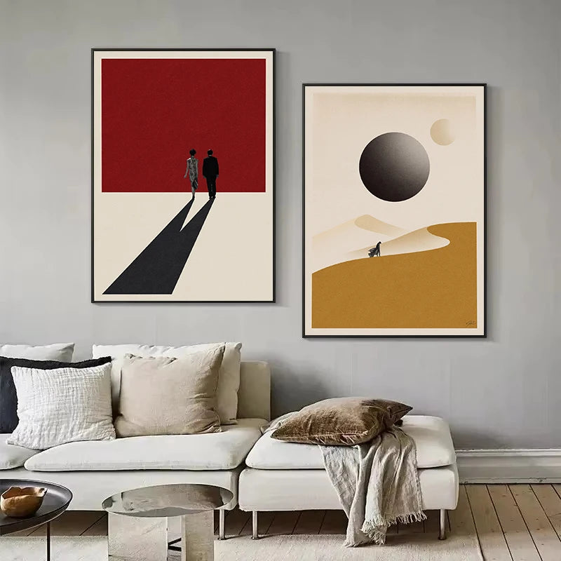 affiche rétro abstraite inspirée de films classiques décorative