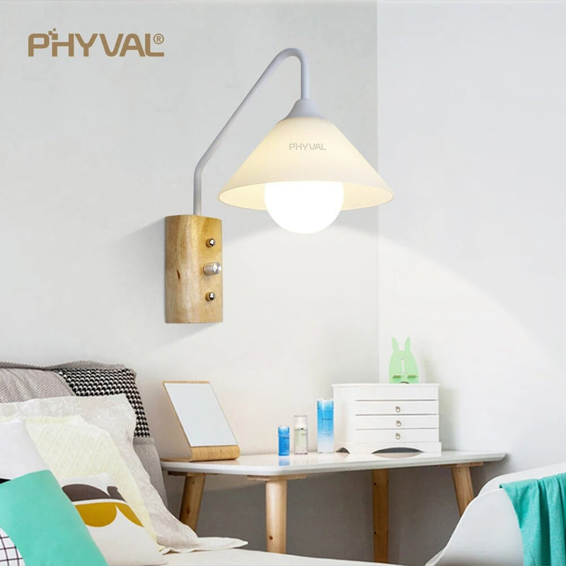 Applique moderne verre bois mural chambre salon