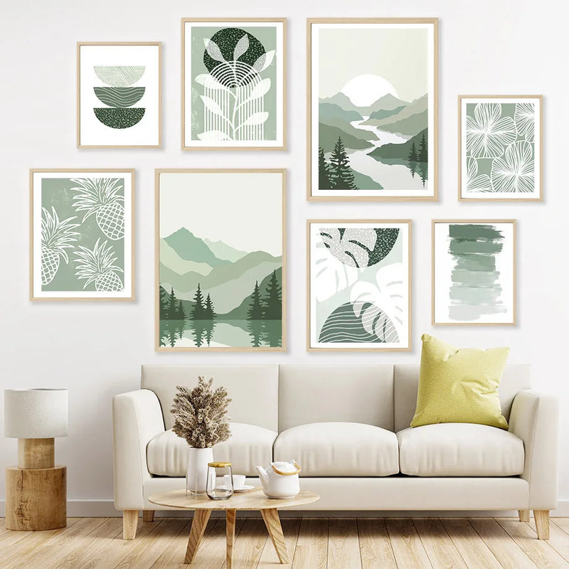 art mural géométrique arc-en-ciel pour décoration intérieure moderne