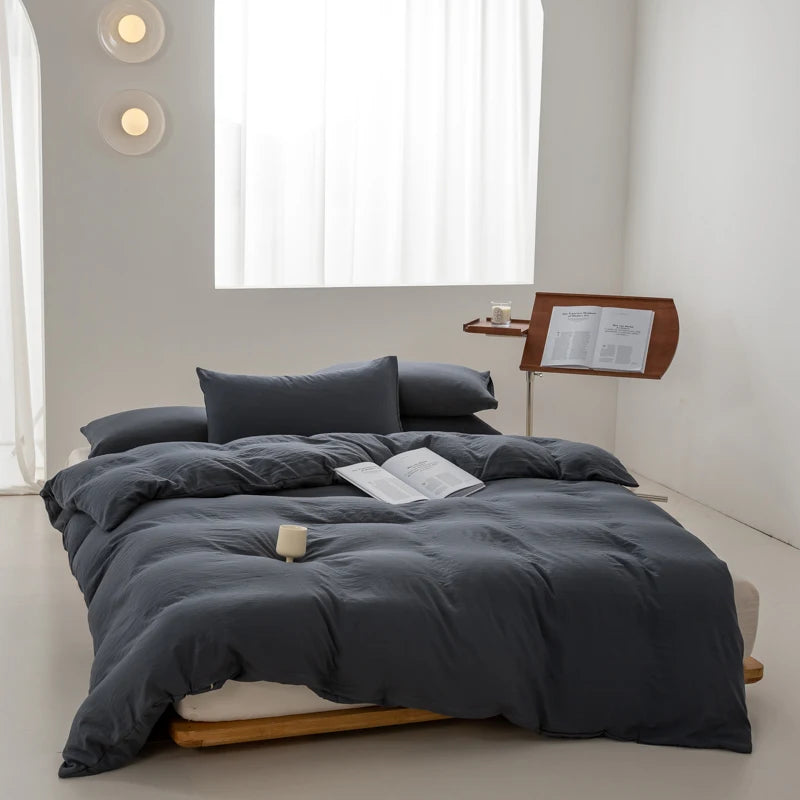parure de lit en coton japonais doux avec housse et taies d'oreiller