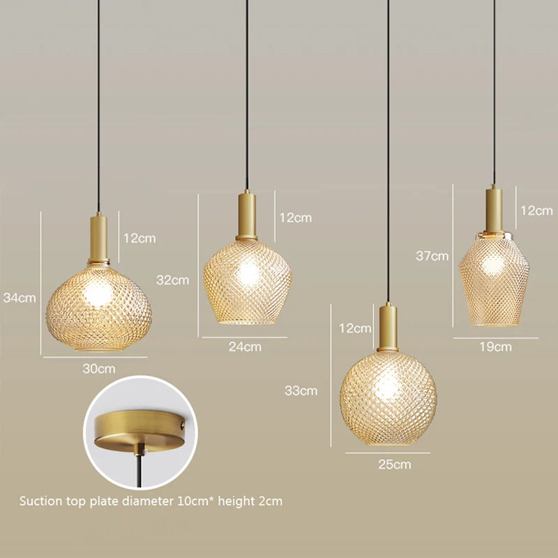 Pineapple Glass Pendant Light LED Retro Hanging Lamps For Hall Facility Study Balcony Bar Restaurant Indoor Decoration Fixtures