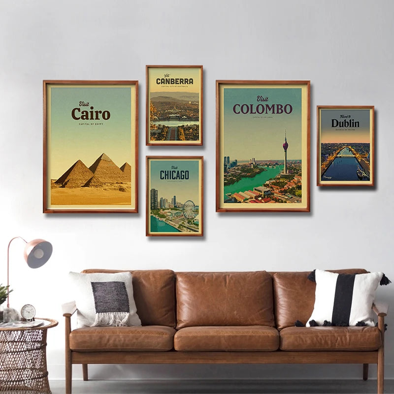 affiche rétro pour passionnés de voyage destinations emblématiques