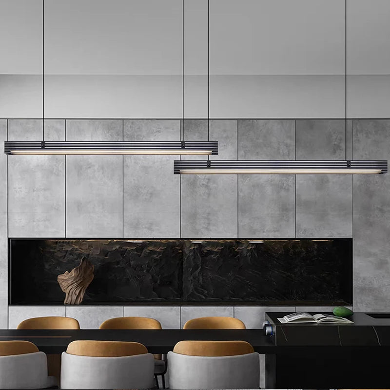 Lustre long en verre led design minimaliste