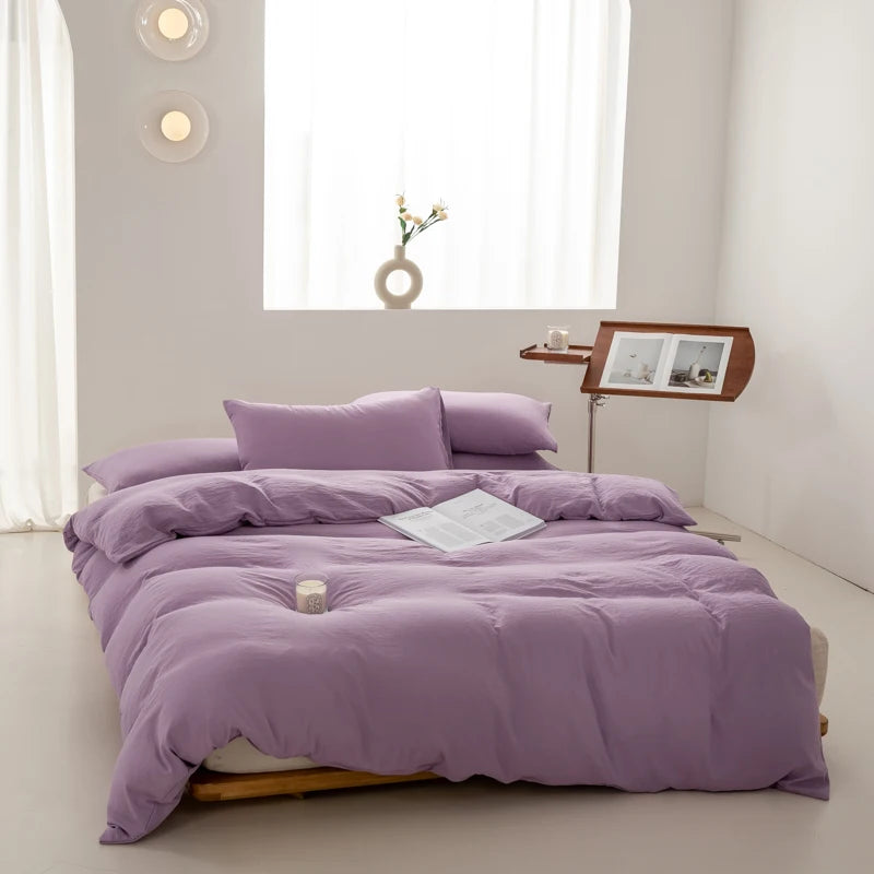 parure de lit en coton japonais doux avec housse et taies d'oreiller