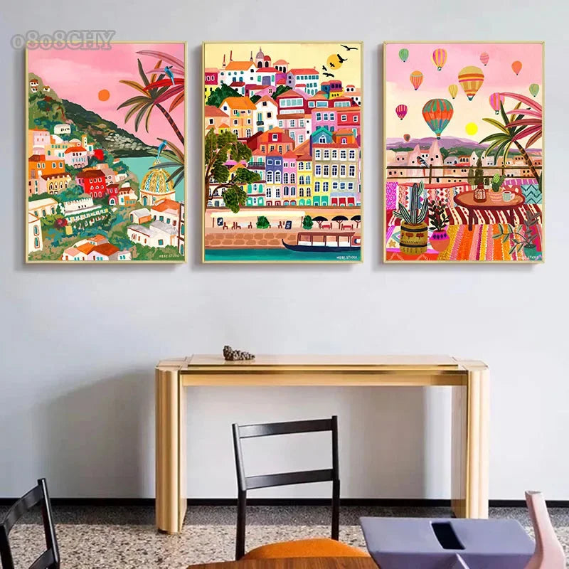 affiches et impressions colorées de paysage abstrait pour décoration intérieure