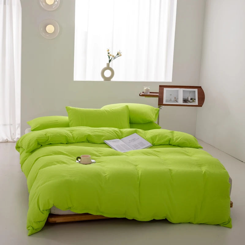 parure de lit en coton japonais doux avec housse et taies d'oreiller