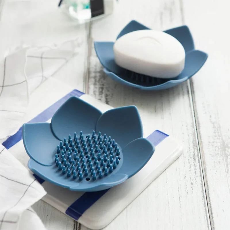 boîte à savon lotus antidérapante en silicone portable