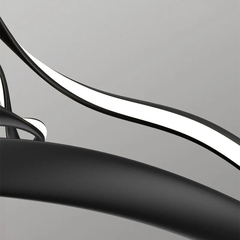 lustre led moderne en aluminium avec cordon d'anneau irrégulier réglable