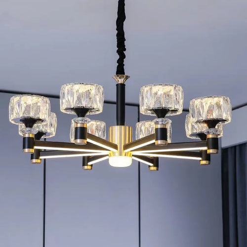 Nordique lumière luxe salon led lustre en cristal moderne minimaliste luxe salle à manger chambre or et noir plafonniers