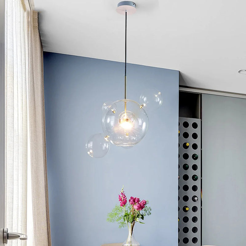 Lustre LED boules en verre design moderne