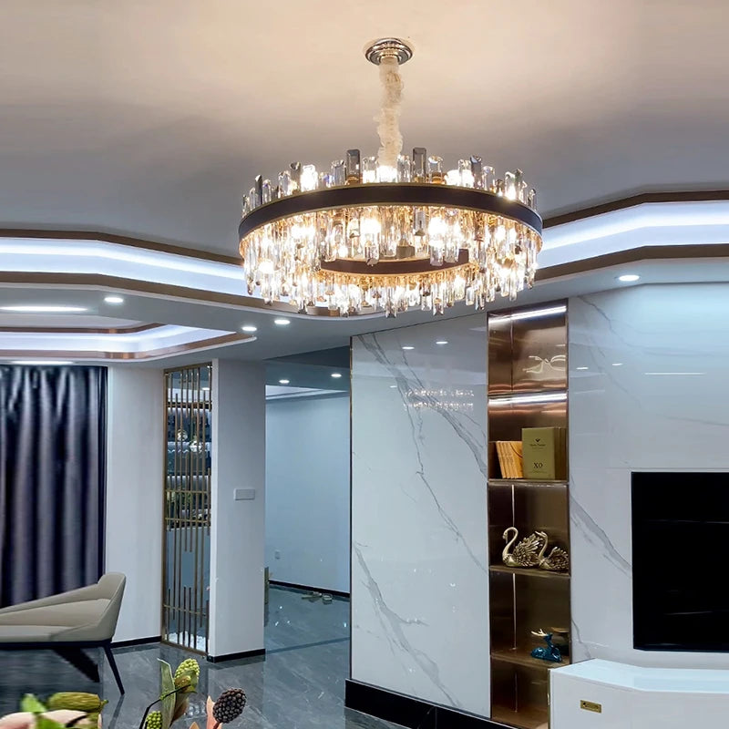 lustre design luxe vintage led cuir cristal élégant