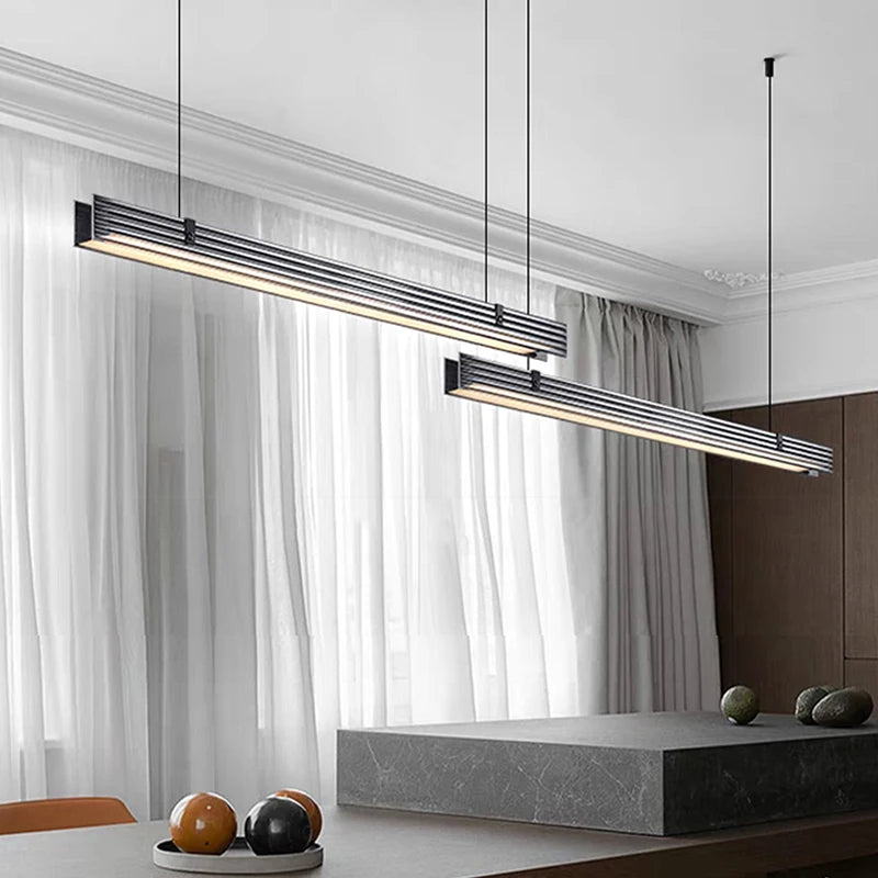 Lustre long en verre led design minimaliste
