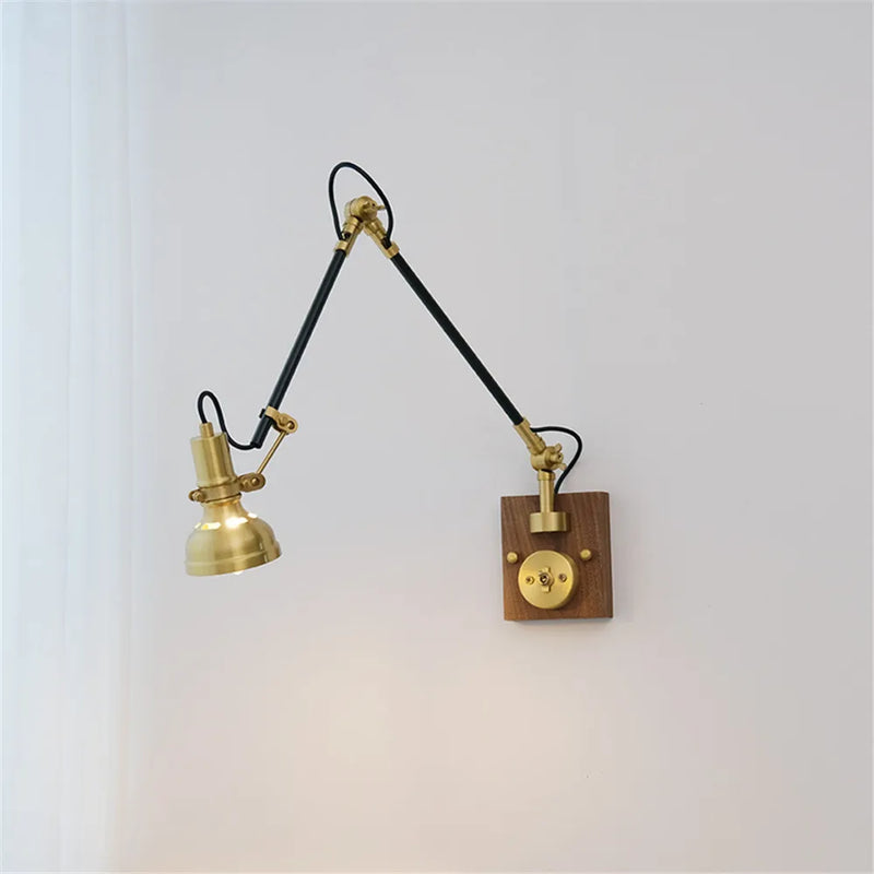 applique murale nordique rétro en cuivre avec bras pivotant réglable