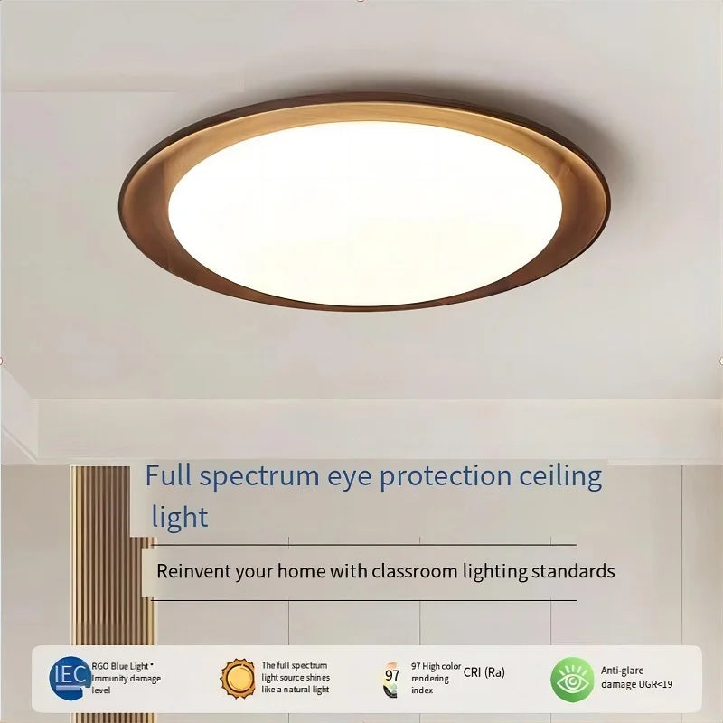 plafonnier wabi-sabi spectre complet led en bois massif rondin