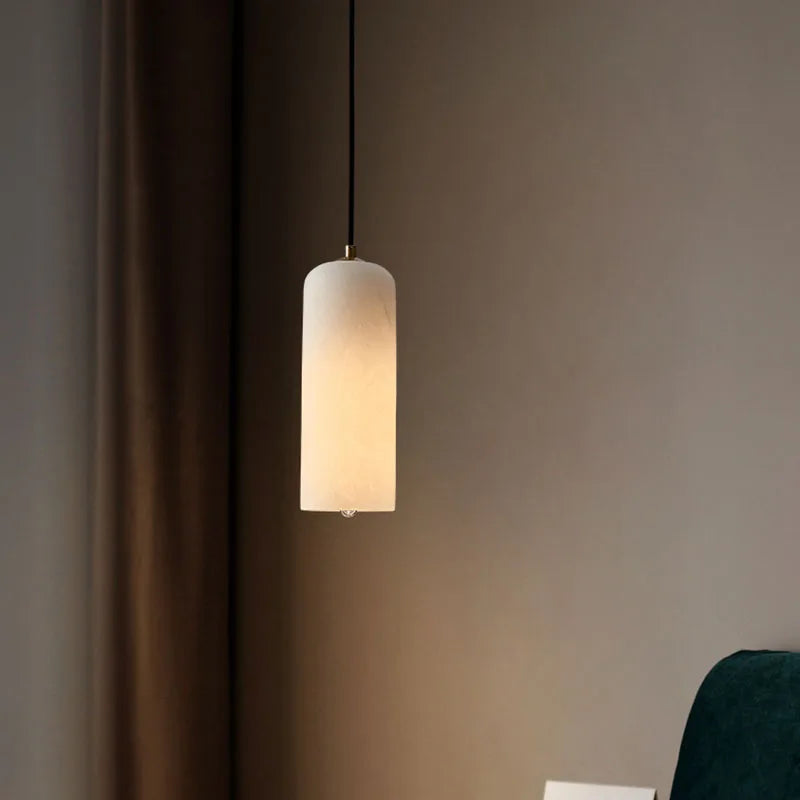 lustre naturan en marbre avec ampoule cuivre pour éclairage simple