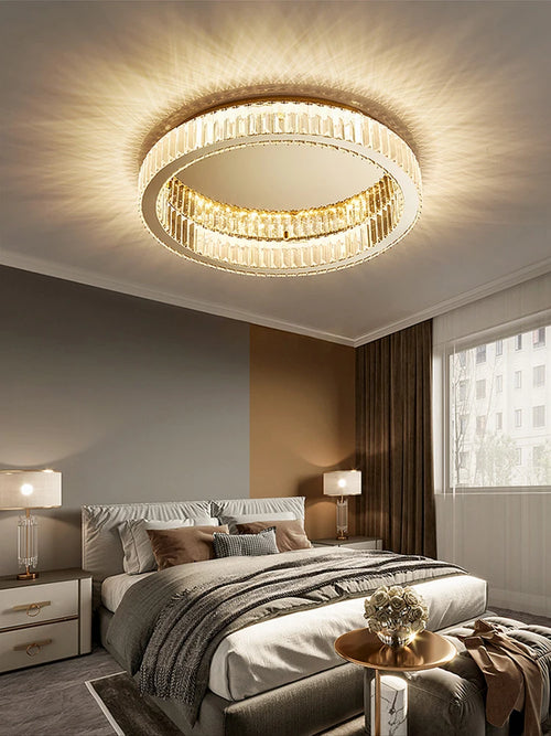 lustre en or et argent avec led dimmable rond