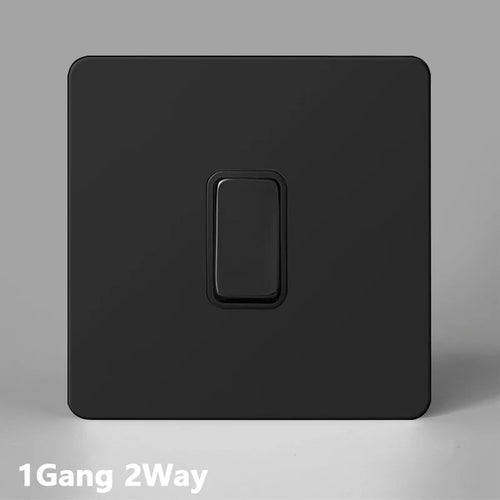 Interrupteur simple 1 voie en acier noir mat bords arrondis