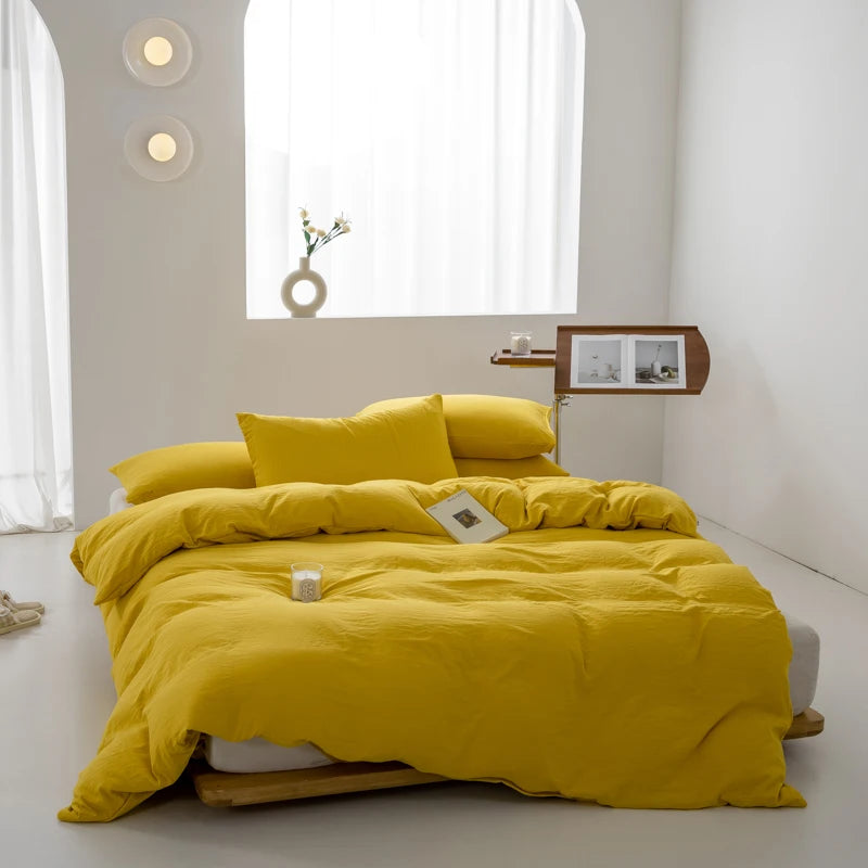 parure de lit en coton japonais doux avec housse et taies d'oreiller