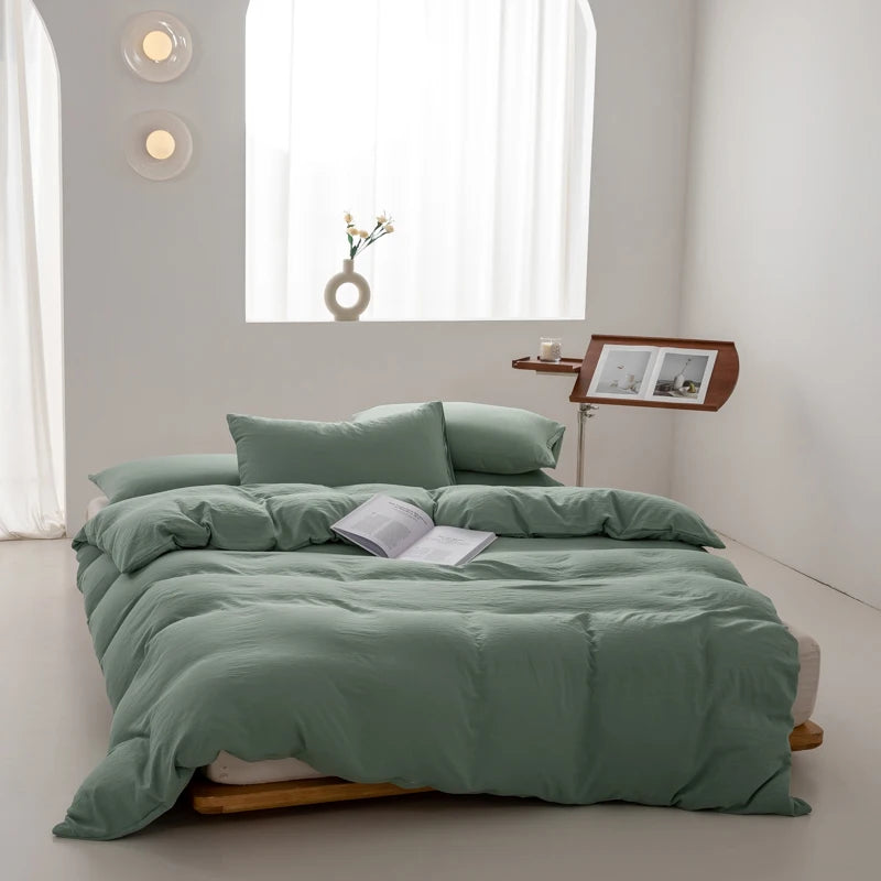 parure de lit en coton japonais doux avec housse et taies d'oreiller