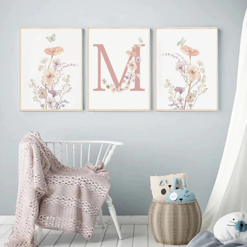 affiche personnalisée fleur sauvage décoration murale pour bébé fille