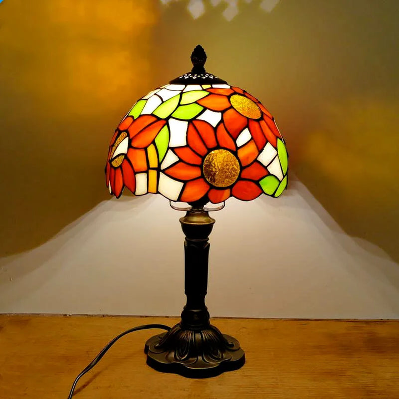 lampe à poser rétro style méditerranéen en vitrail