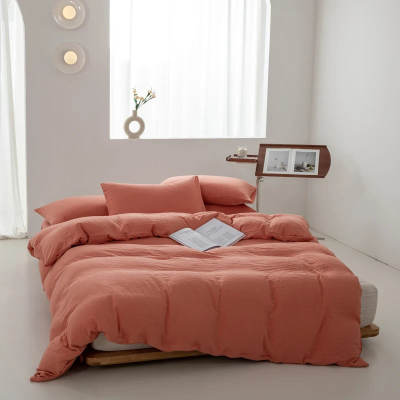 parure de lit en coton japonais doux avec housse et taies d'oreiller