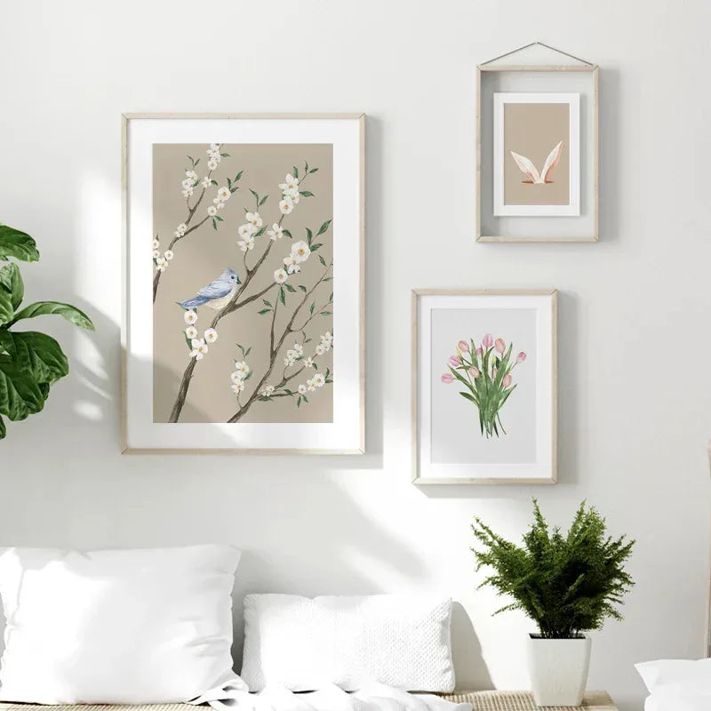 affiches de pâques lapin oeuf fleur décoration printanière murale