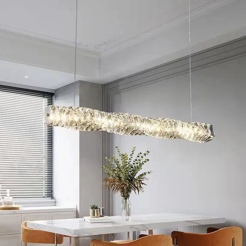 lustre moderne à suspension en cristal k9 avec télécommande dimmable