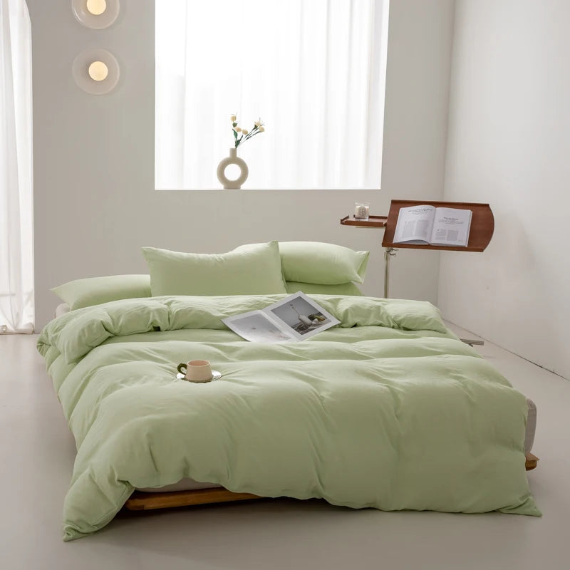 parure de lit en coton japonais doux avec housse et taies d'oreiller