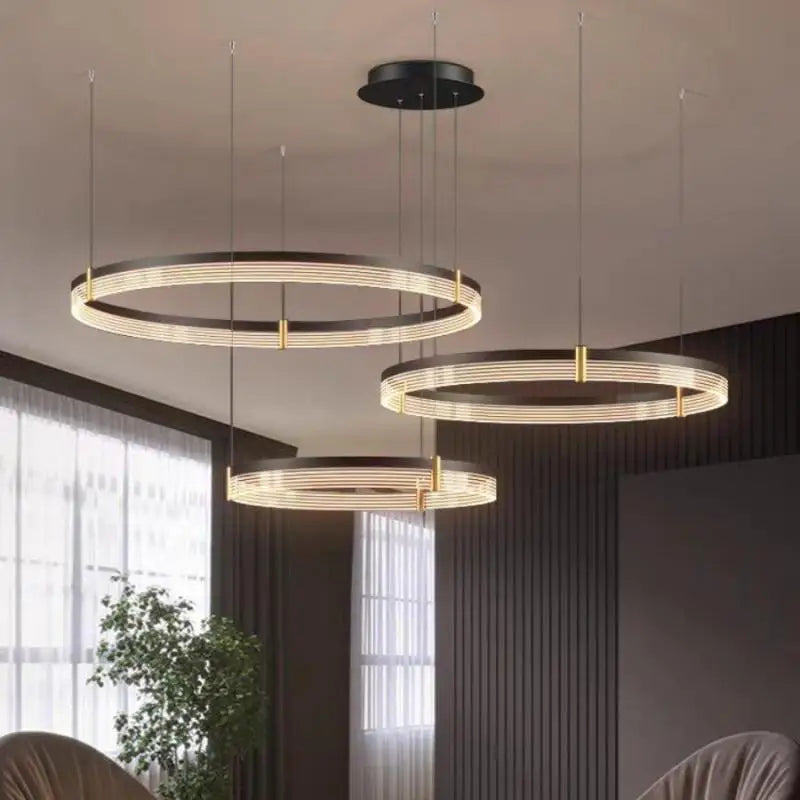 Lustre LED anneau en acrylique au design moderne avec anneau intérieur